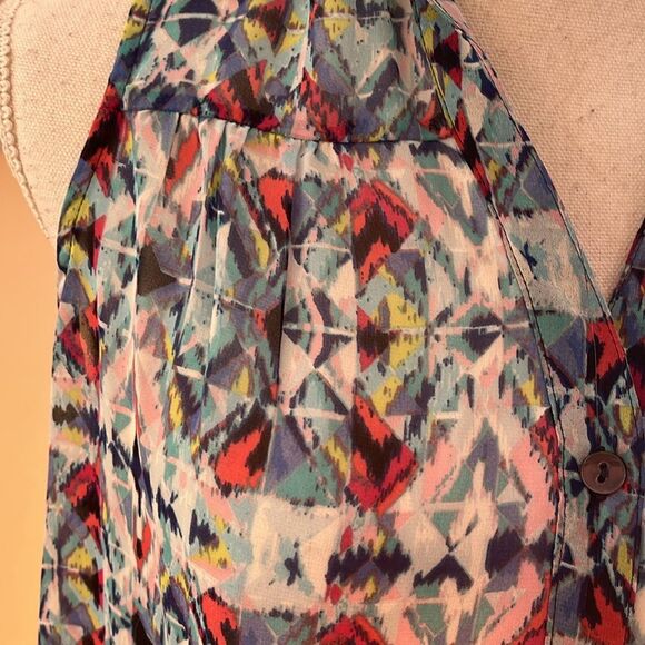NWOT Chenault Aztec Pattern Sheer Sleeveless Blouse - Picture 3 of 10